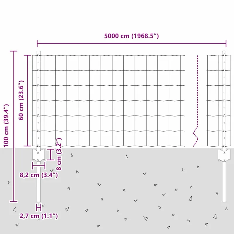Suvirinto vielos tvoros 50 x 0,6 m (P x A) PVC dengtas plienas