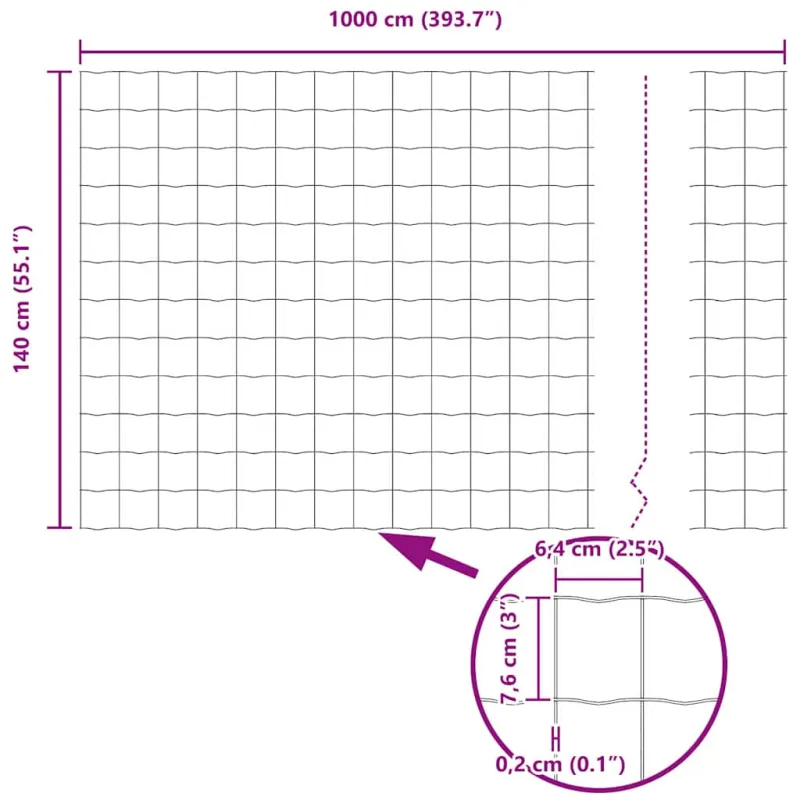 Suvirinto vielos tvoros 10 x 1,4 m (P x A) PVC dengtas plienas