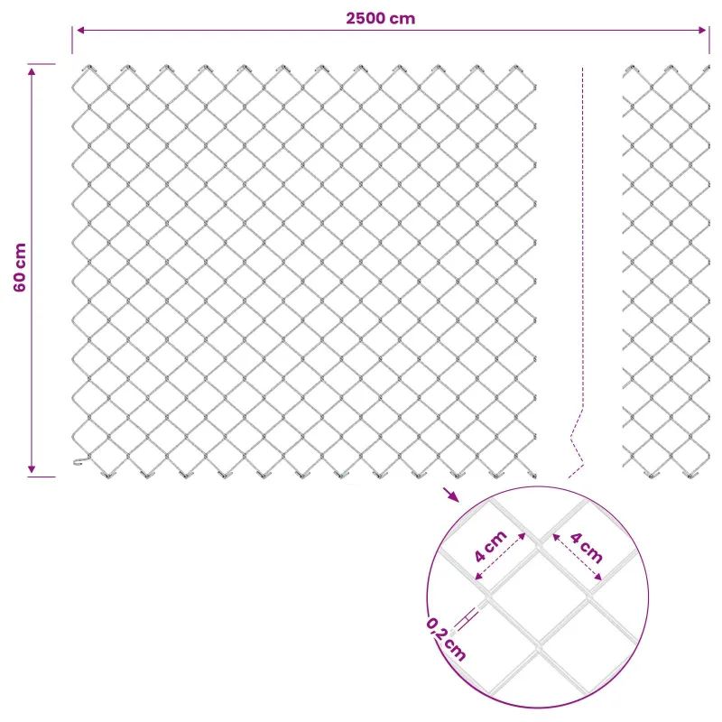 Grandininis apsaugos tinklas su stulpeliu 25 x 0,6 m (W x H)