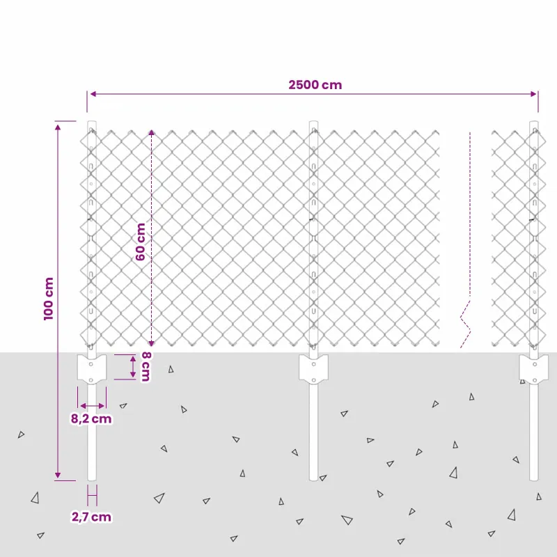 Grandininis apsaugos tinklas su stulpeliu 25 x 0,6 m (W x H)