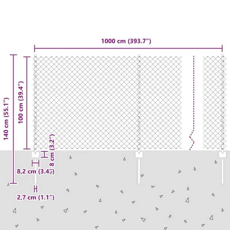 Grandininis apsaugos tinklas su stulpeliu 10 x 1 m (P x A)