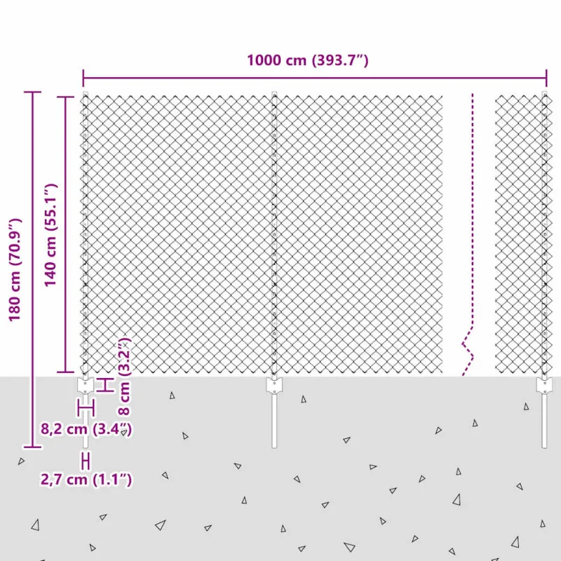 Grandininis apsaugos tinklas su stulpeliu 10 x 1,4 m (P x A)