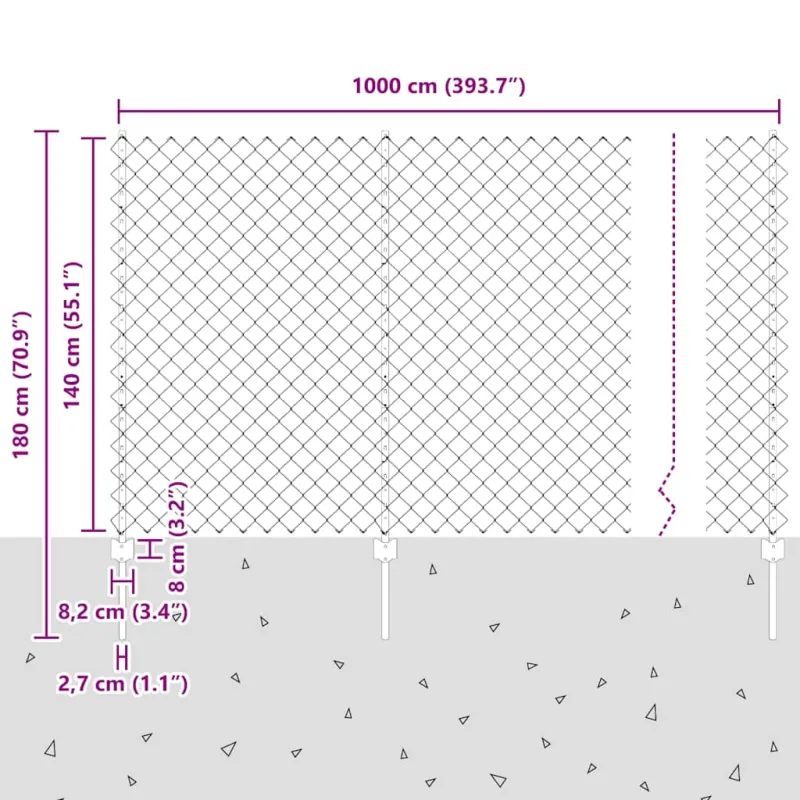 Grandininis apsaugos tinklas su stulpeliu 10 x 1,4 m (P x A)