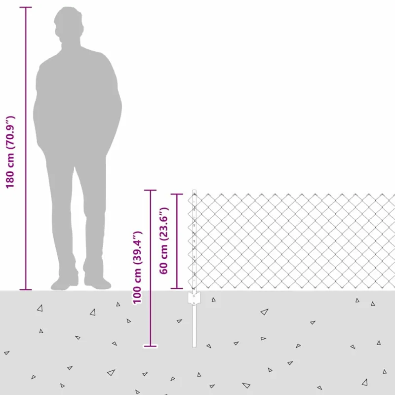 Grandininis apsaugos tinklas su stulpeliu 25 x 0,6 m (W x H)