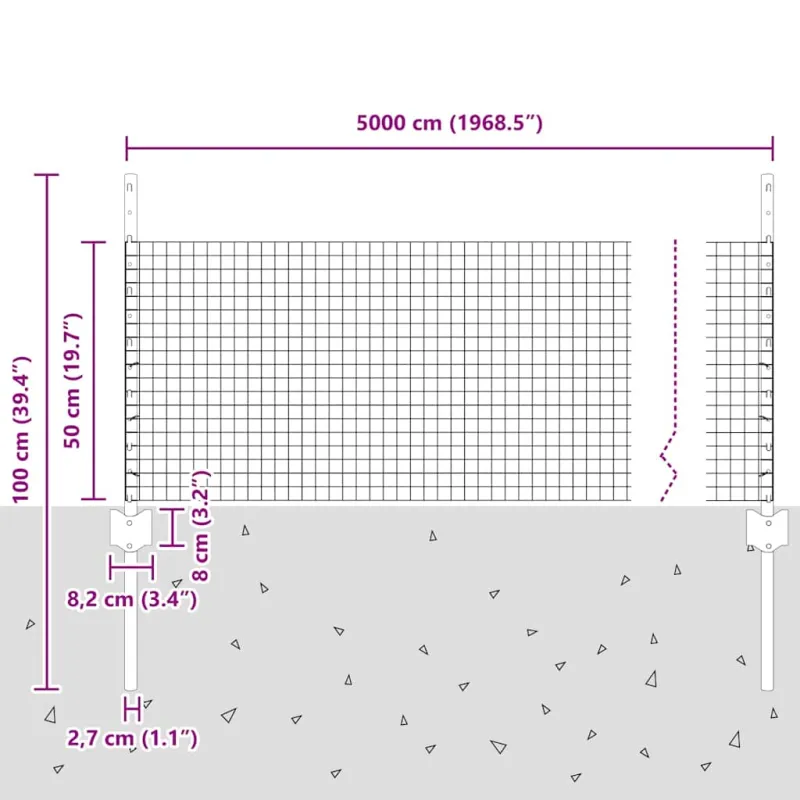 Suvirintas vielos tvora su stulpeliu 50 x 0,5 m (P x A)