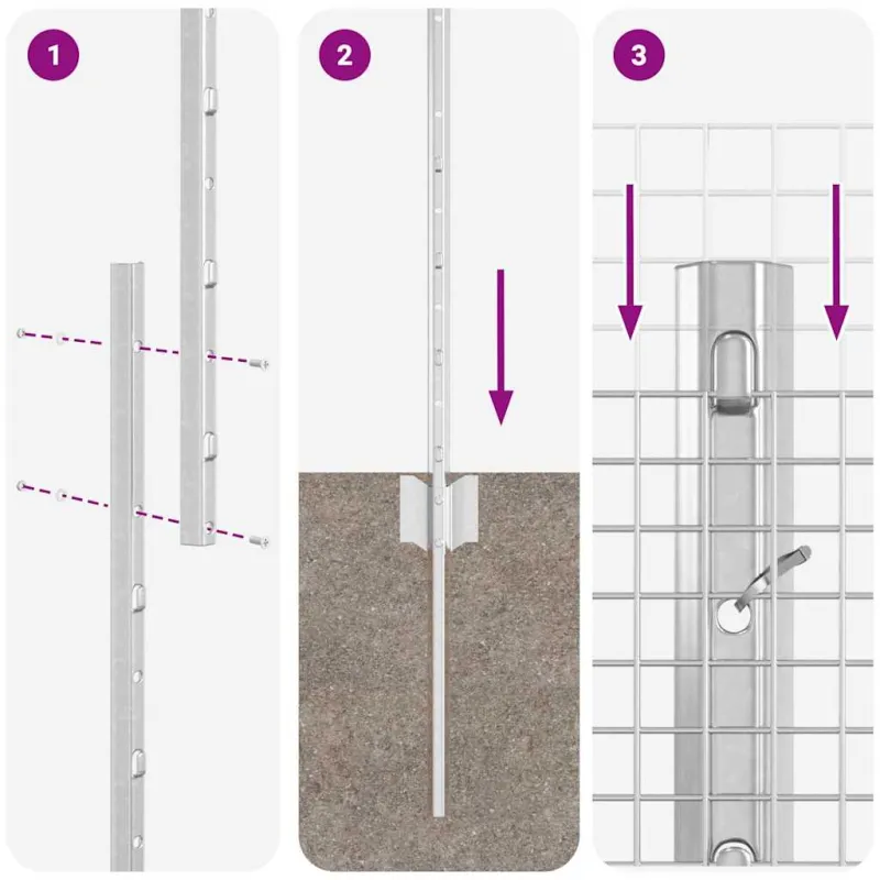 Suvirintas vielos tvora su stulpeliu 50 x 1,5 m (P x A)