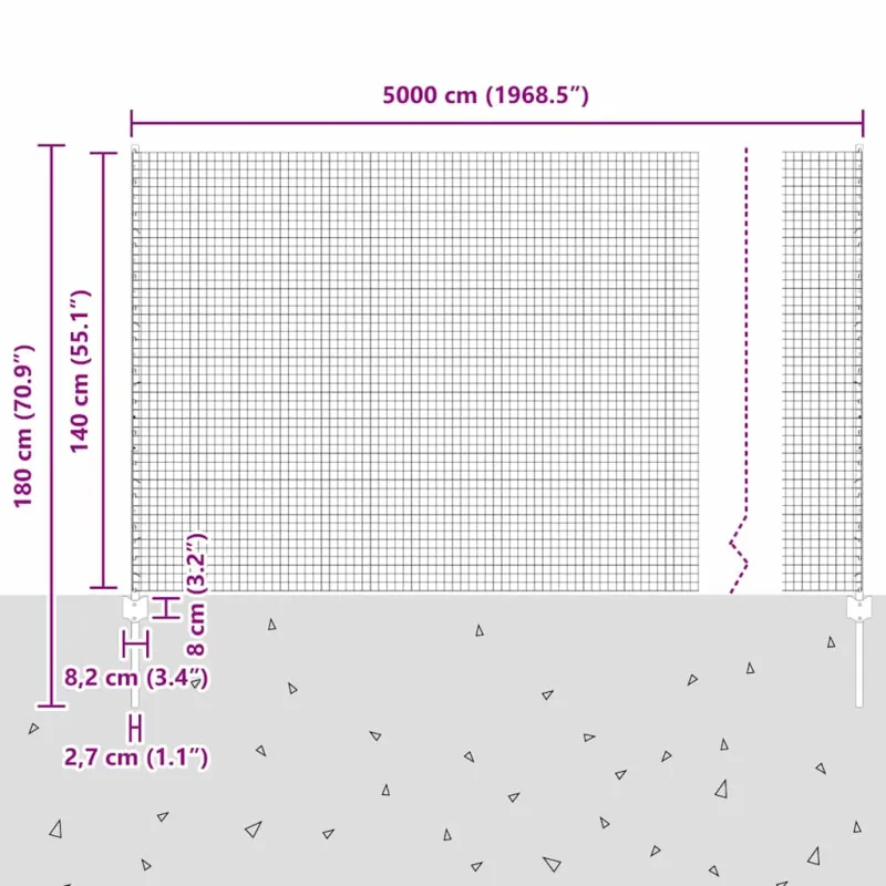 Suvirintas vielos tvora su stulpeliu 50 x 1,4 m (P x A)