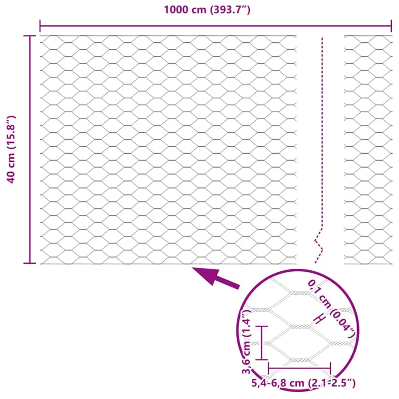Suvirinto vielos tvoros 10 x 0,4 m (Plotis x Aukštis)
