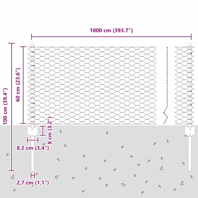 Suvirinto vielos tvoros 10 x 0,6 m (P x A) PVC dengtas plienas