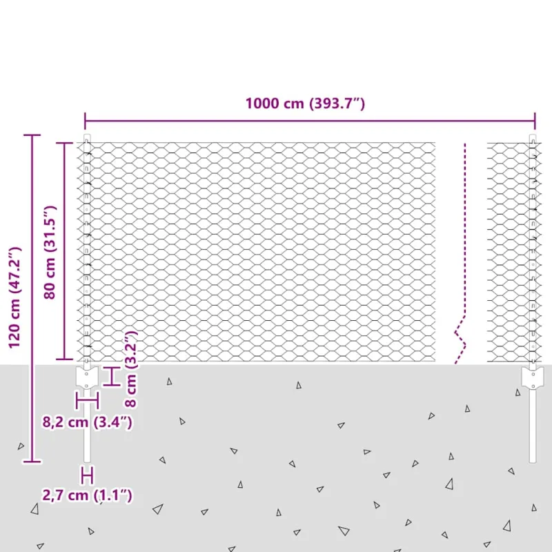 Suvirinto vielos tvoros 10 x 0,8 m (P x A) PVC dengtas plienas