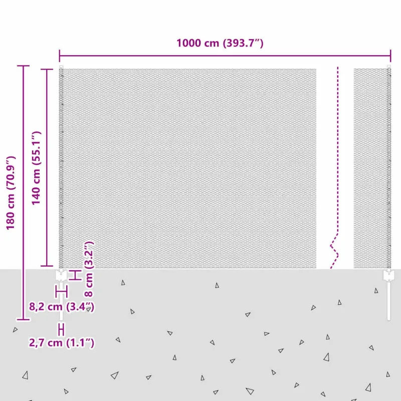 Suvirinto vielos tvoros 10 x 1,4 m (P x A) PVC dengtas plienas