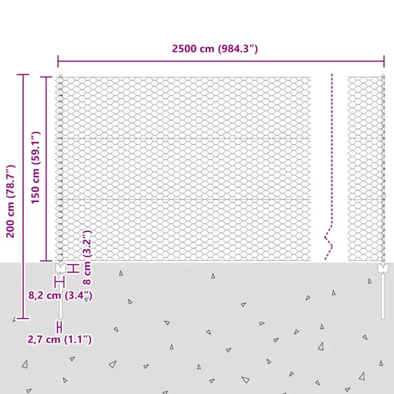 Suvirinto vielos tvoros 25 x 1,5 m (Plotis x Aukštis)