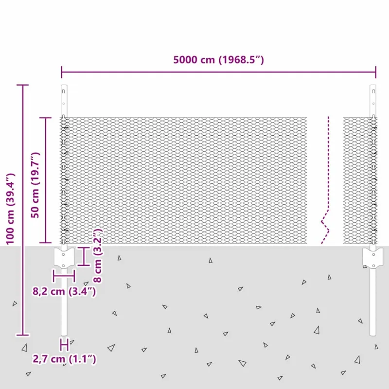 Suvirinto vielos tvoros 50 x 0,5 m (P x A) PVC dengtas plienas