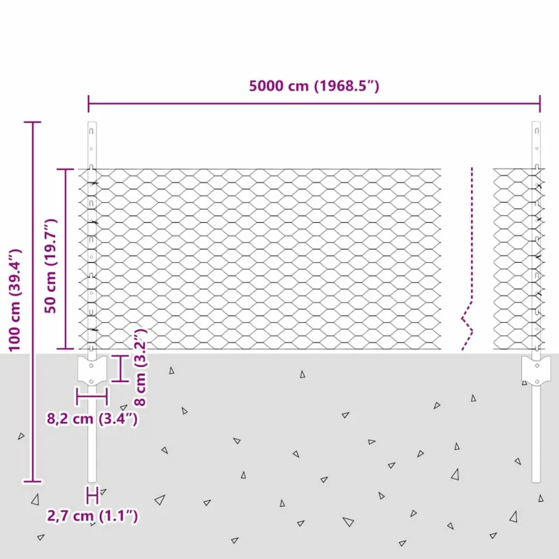 Suvirinto vielos tvoros 50 x 0,5 m (P x A) PVC dengtas plienas
