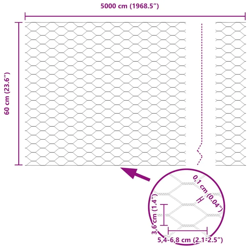 Suvirinto vielos tvoros 50 x 0,6 m (P x A) PVC dengtas plienas