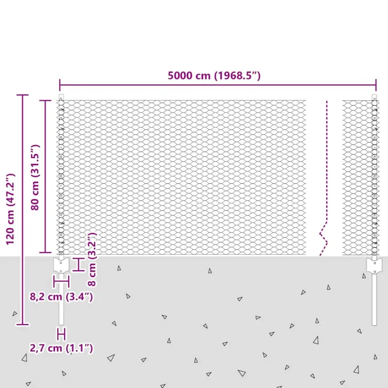 Suvirinto vielos tvoros 50 x 0,8 m (P x A) PVC dengtas plienas