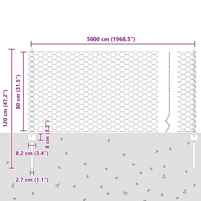Suvirinto vielos tvoros 50 x 0,8 m (P x A) PVC dengtas plienas