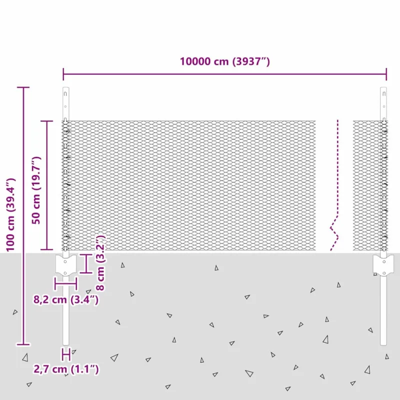 Suvirinto vielos tvoros 100 x 0,5 m (W x H) PVC dengtas plienas