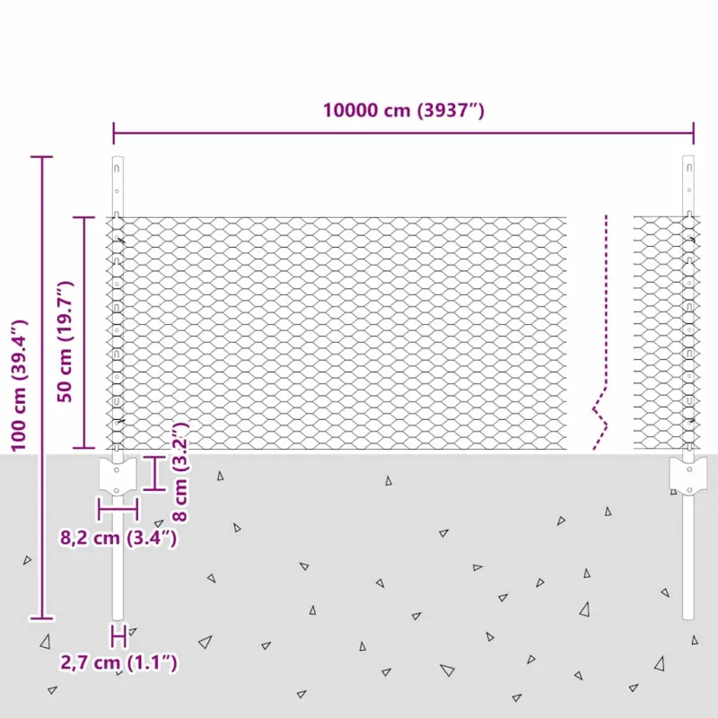 Suvirinto vielos tvoros 100 x 0,5 m (W x H) PVC dengtas plienas