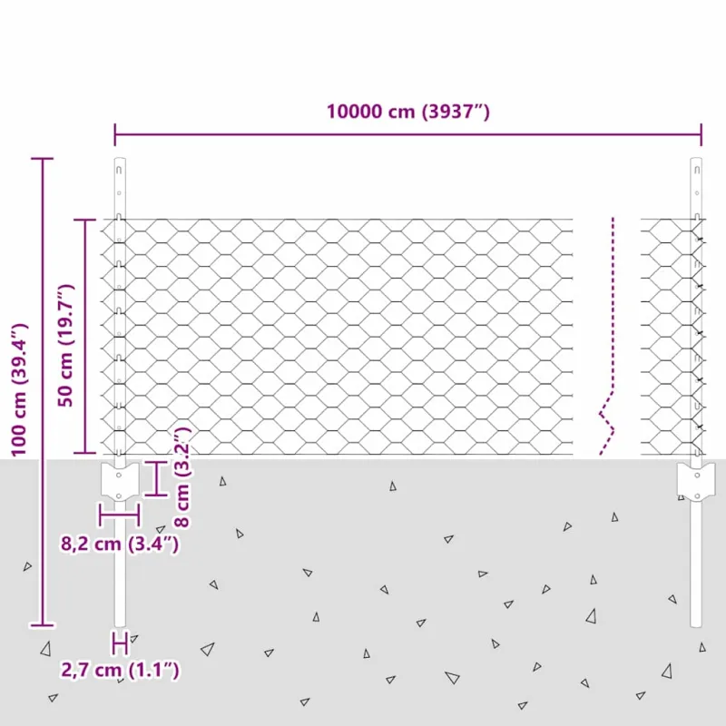 Suvirinto vielos tvoros 100 x 0,5 m (W x H) PVC dengtas plienas