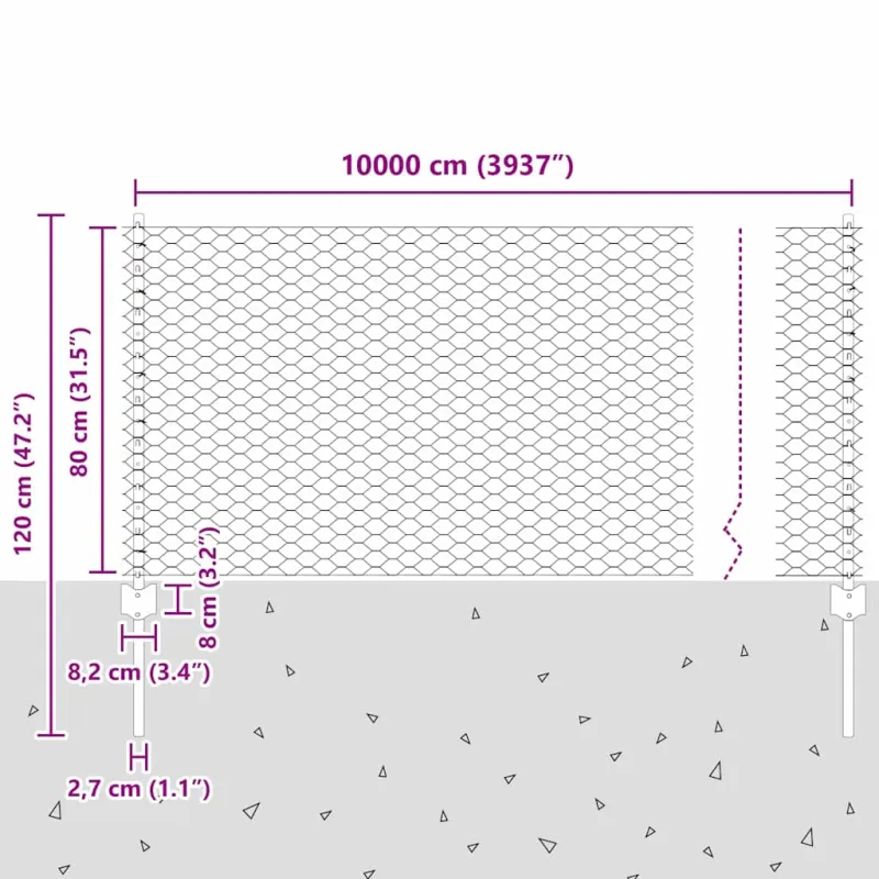 Suvirinto vielos tvoros 100 x 0,8 m (Plotis x Aukštis)