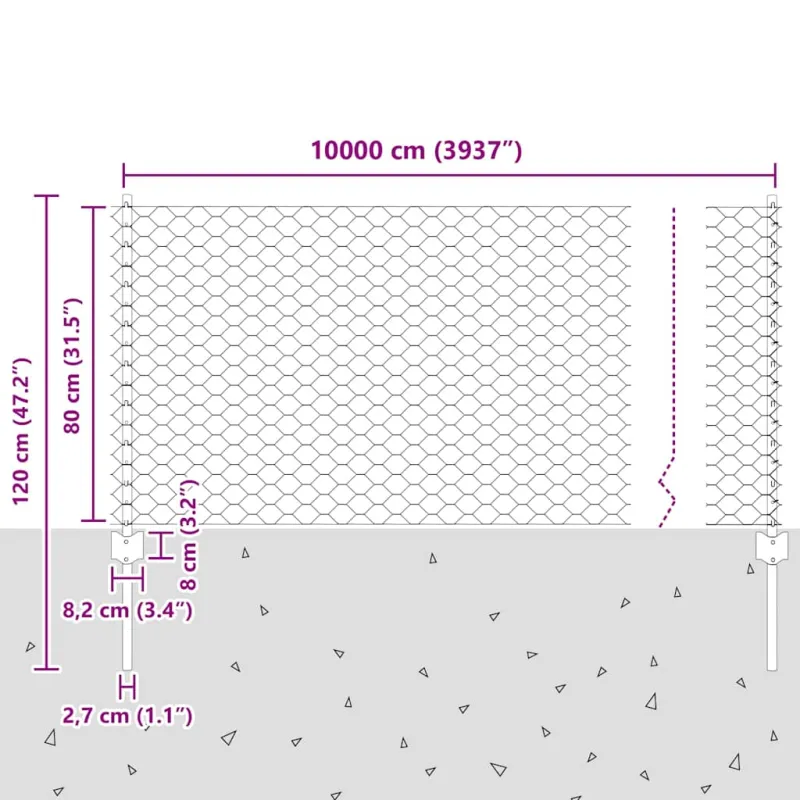 Suvirinto vielos tvoros 100 x 0,8 m (Plotis x Aukštis)