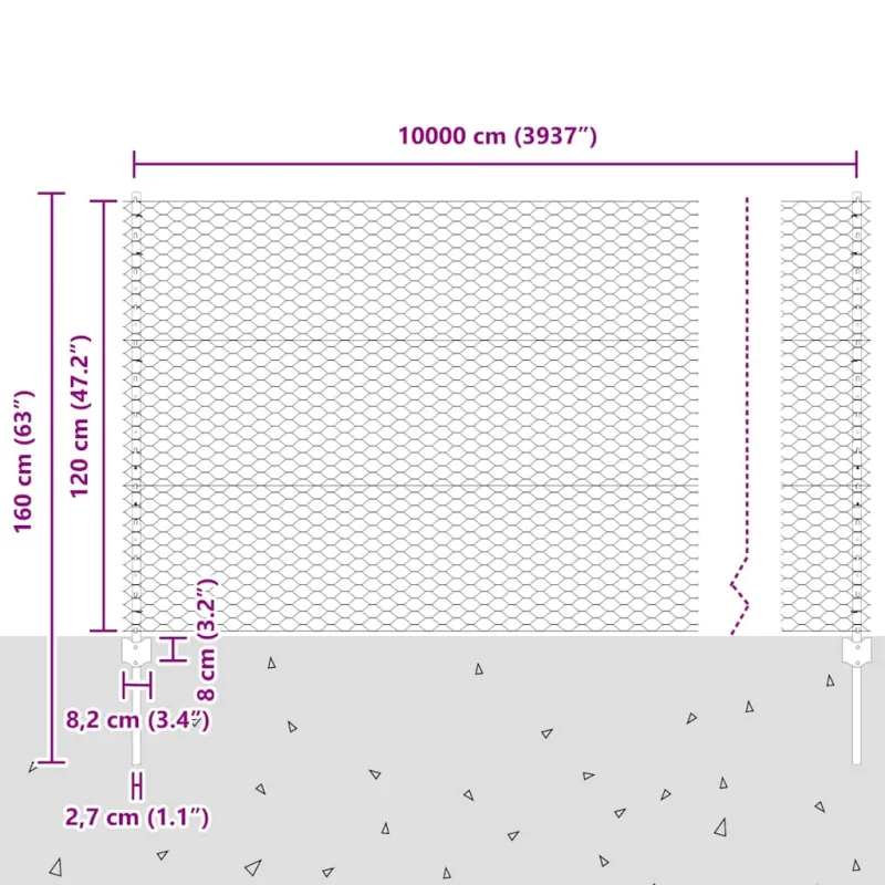 Suvirinto vielos tvoros 100 x 1,2 m (P x A) PVC dengtas plienas