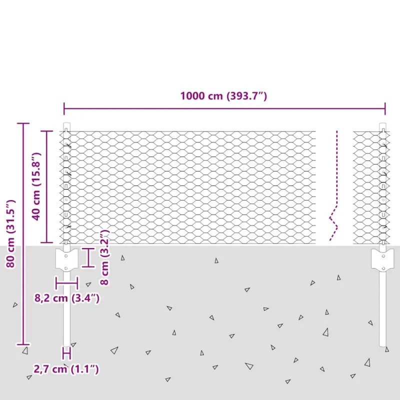 Suvirinto vielos tvoros 10 x 0,4 m (Plotis x Aukštis)