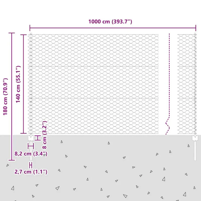 Suvirinto vielos tvoros 10 x 1,4 m (P x A) PVC dengtas plienas