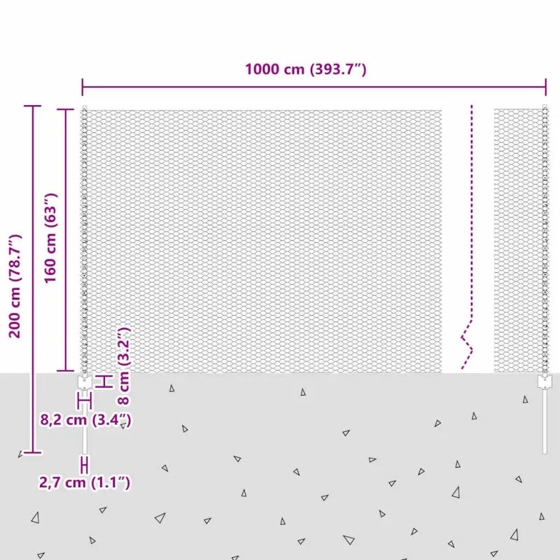 Suvirinto vielos tvoros 10 x 1,6 m (Plotis x Aukštis)