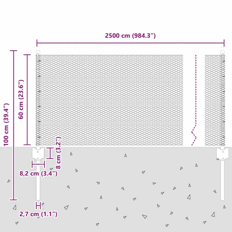 Suvirinto vielos tvoros 25 x 0,6 m (W x H) PVC dengtas plienas