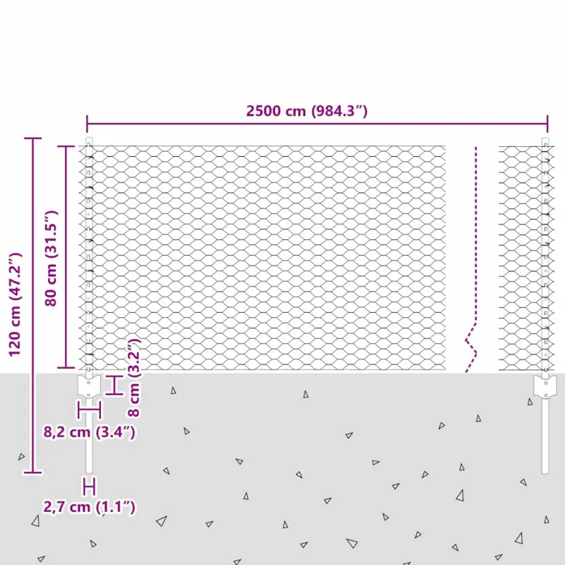 Suvirinto vielos tvoros 25 x 0,8 m (Plotis x Aukštis)