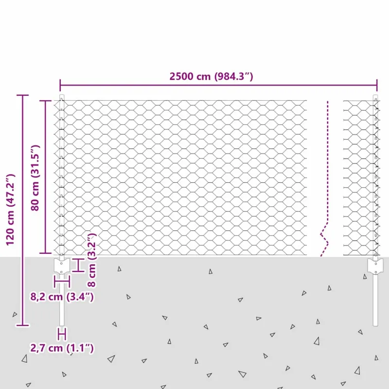 Suvirinto vielos tvoros 25 x 0,8 m (Plotis x Aukštis)