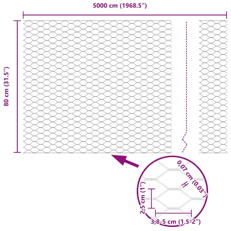 Suvirinto vielos tvoros 50 x 0,8 m (P x A) PVC dengtas plienas