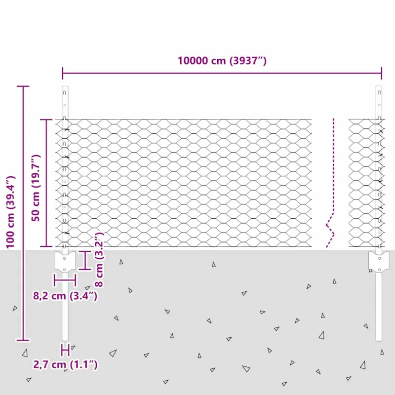 Suvirinto vielos tvoros 100 x 0,5 m (W x H) PVC dengtas plienas
