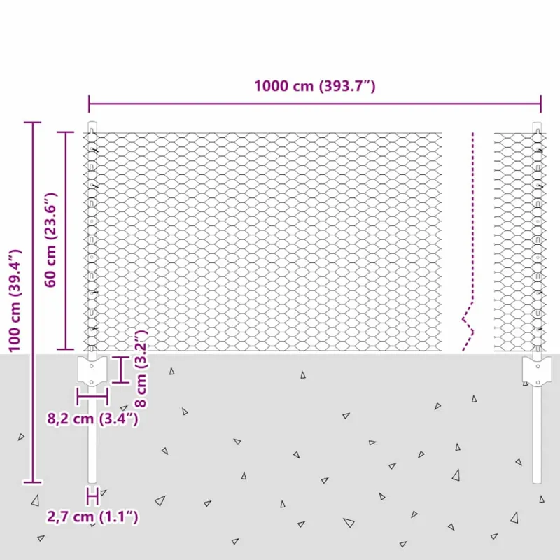 Suvirinto vielos tvoros 10 x 0,6 m (P x A)