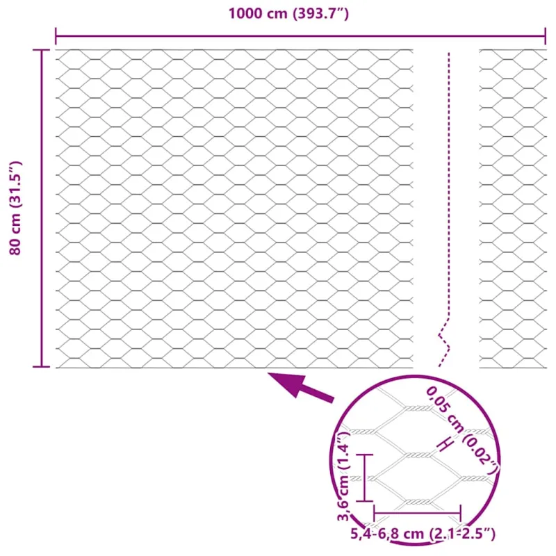 Suvirinto vielos tvoros 10 x 0,8 m (P x A)