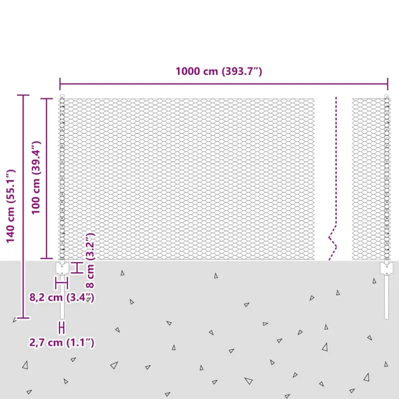 Suvirinto vielos tvoros 10 x 1 m (P x A)