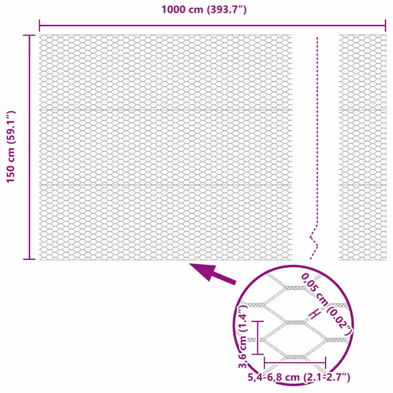Suvirinto vielos tvoros 10 x 1,5 m (P x A)