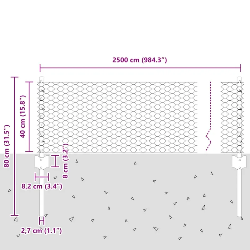 Suvirinto vielos tvoros 25 x 0,4 m (P x A)