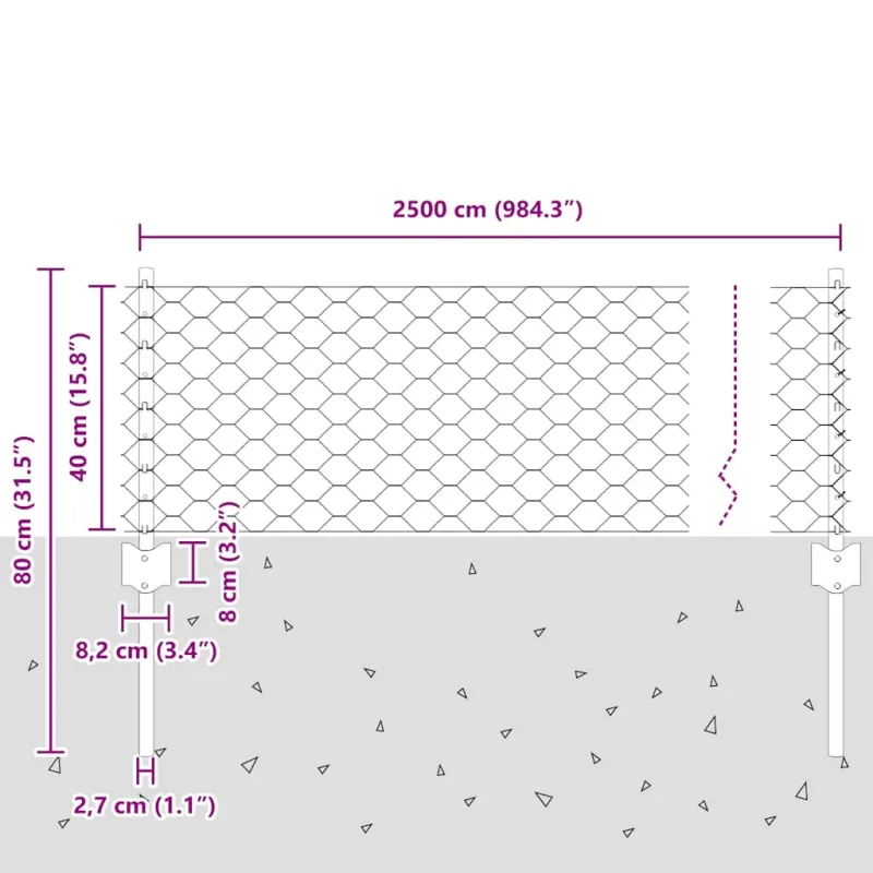Suvirinto vielos tvoros 25 x 0,4 m (P x A)