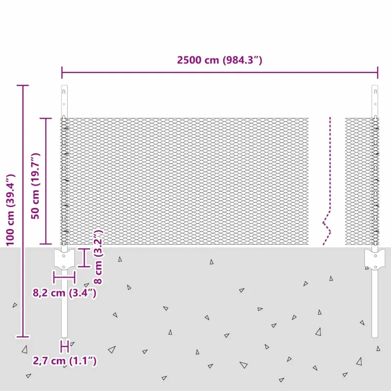 Suvirinto vielos tvoros 25 x 0,5 m (P x A)