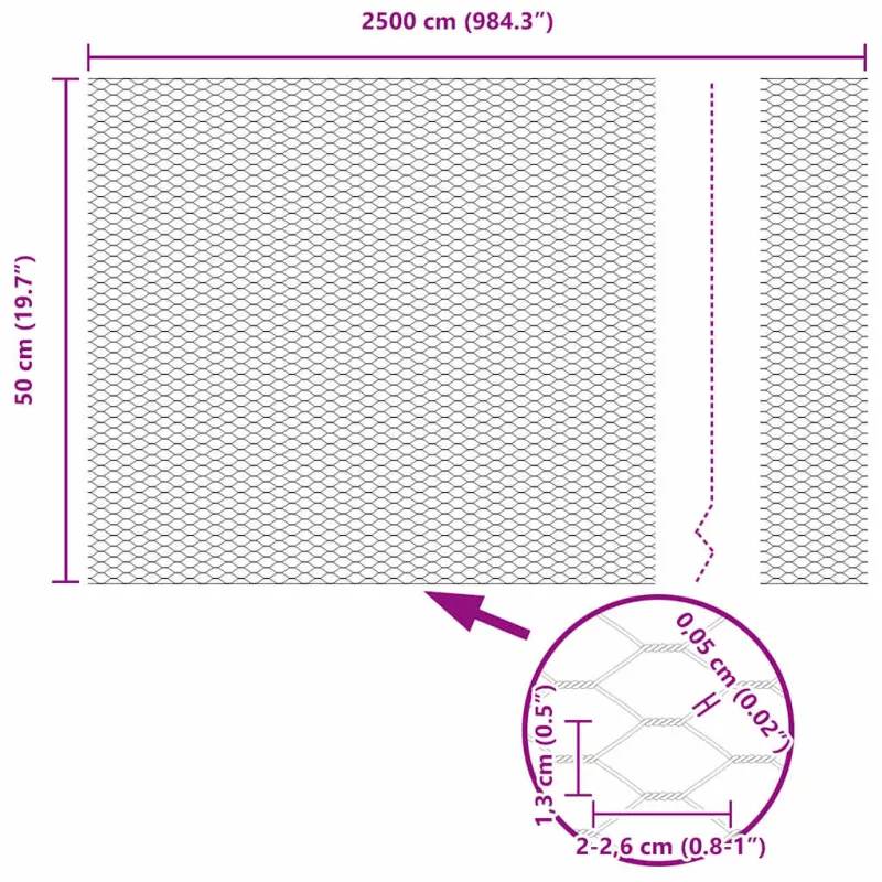 Suvirinto vielos tvoros 25 x 0,5 m (P x A)