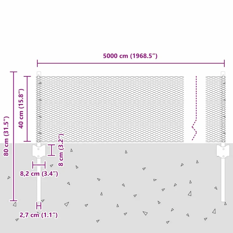 Suvirinto vielos tvoros 50 x 0,4 m (W x H)