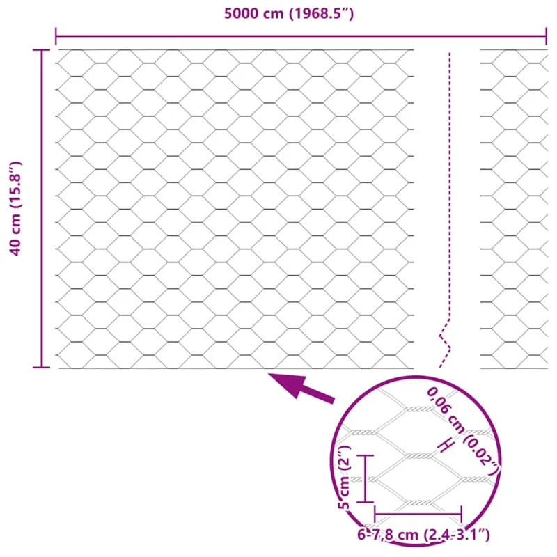 Suvirinto vielos tvoros 50 x 0,4 m (W x H)