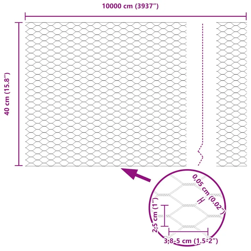 Suvirinto vielos tvoros 100 x 0,4 m (W x H)