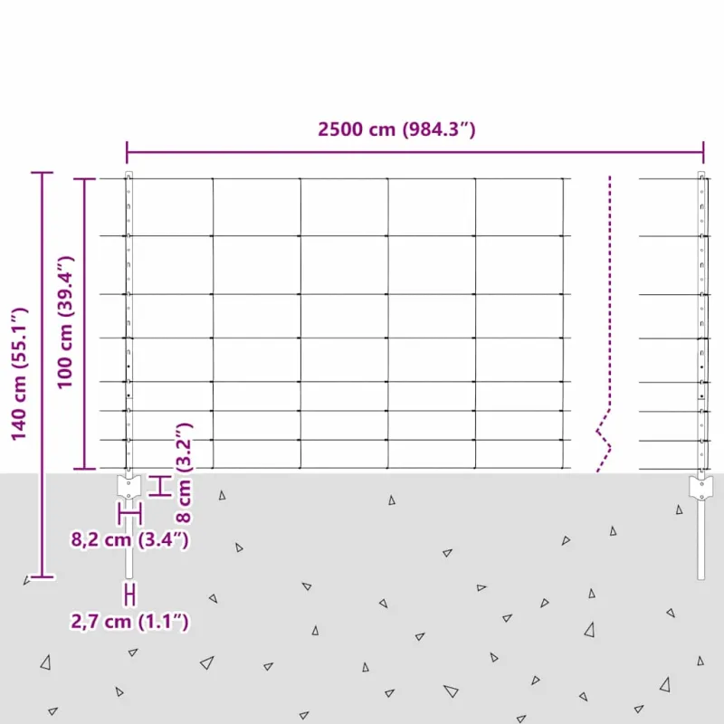 Vilkų tvora su stulpais 25 x 1 m (Plotis x Aukštis)