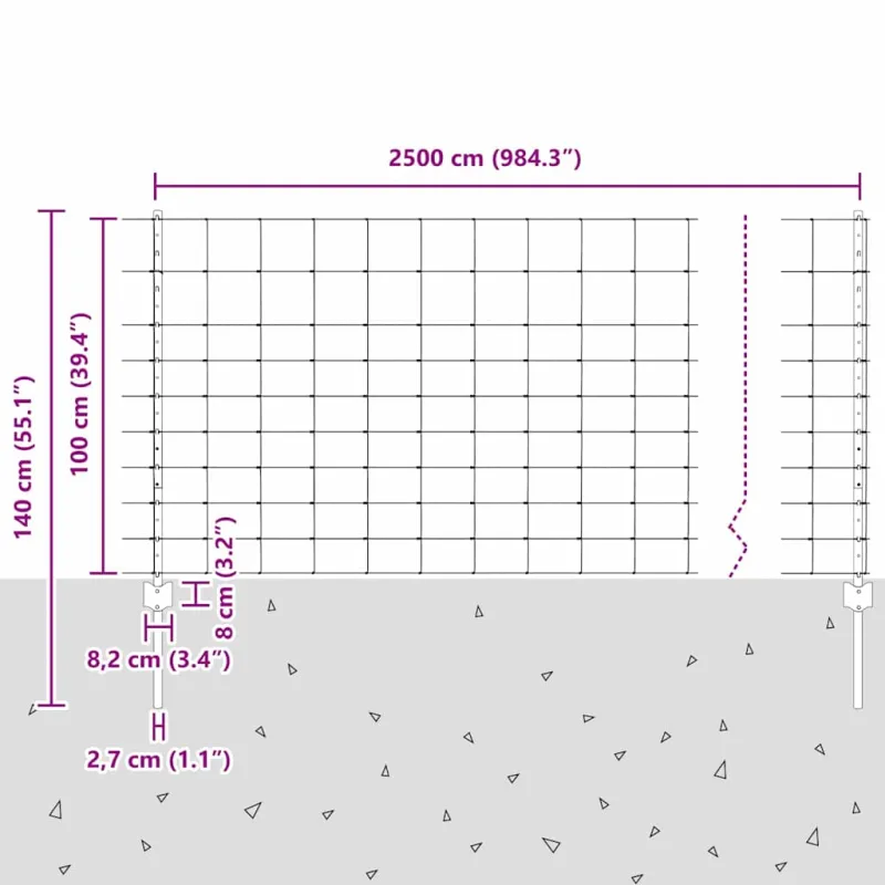 Vilkų tvora su stulpais 25 x 1 m (Plotis x Aukštis)