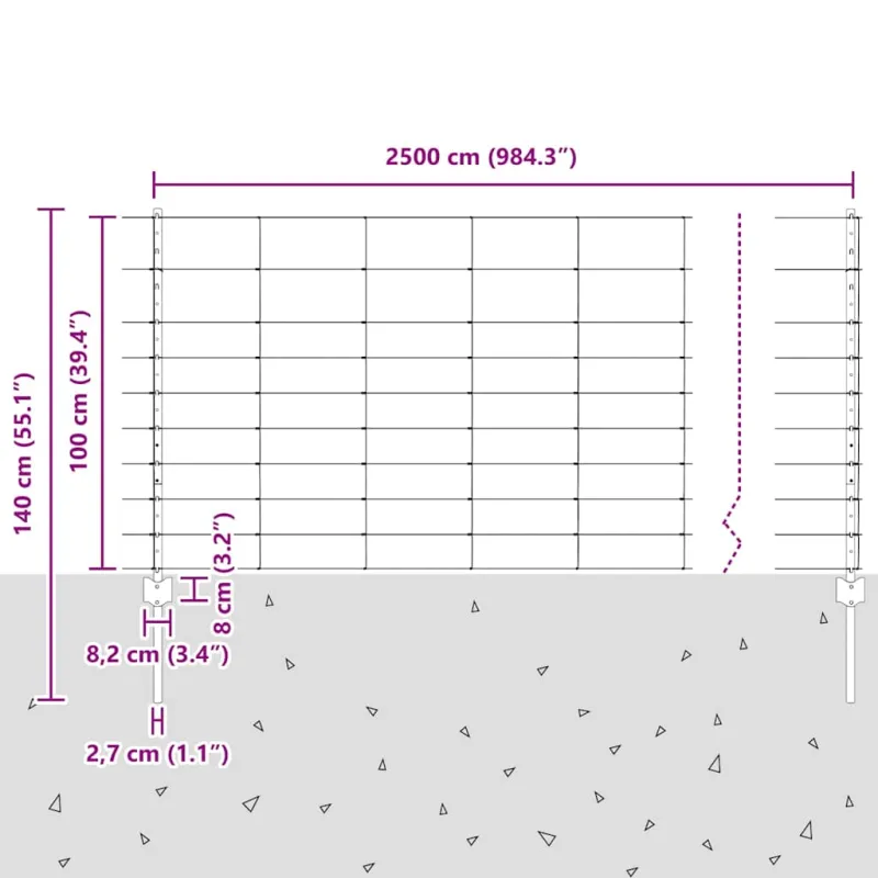 Vilkų tvora su stulpais 25 x 1 m (Plotis x Aukštis)