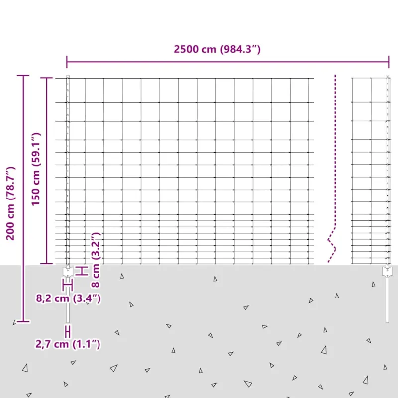 Vilkų tvora su stulpais 25 x 1,5 m (Plotis x Aukštis)